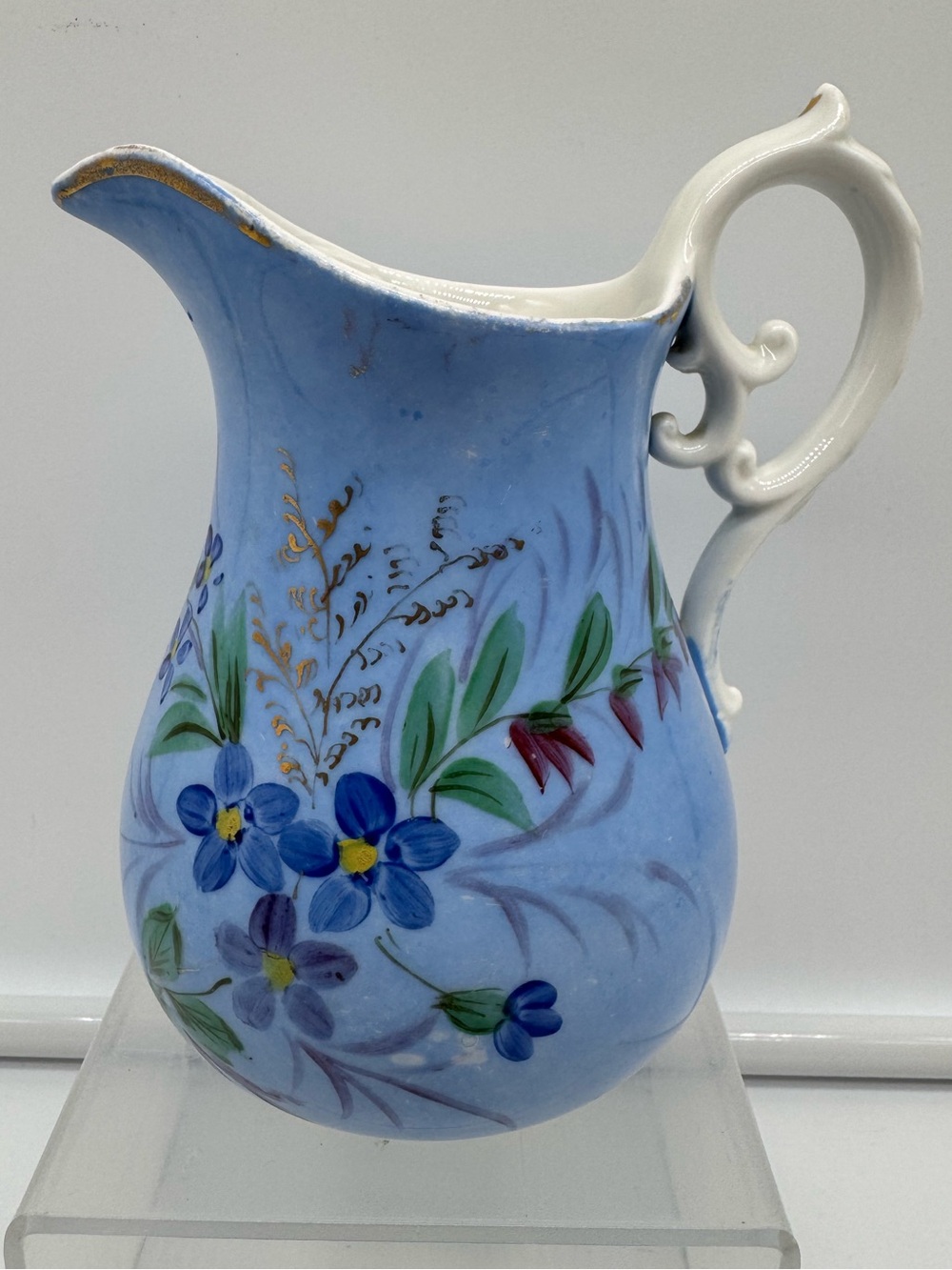 Antique M.S. Kuznetsov Imperial Russian Porcelain Floral Creamer Pitcher